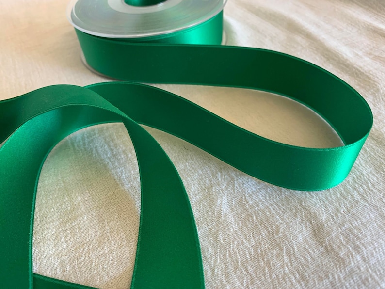 Emerald Green Swiss Satin Double Face Ribbon - 1
