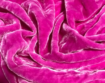 PINK ORCHID Hand Dyed Silk Velvet Fabric