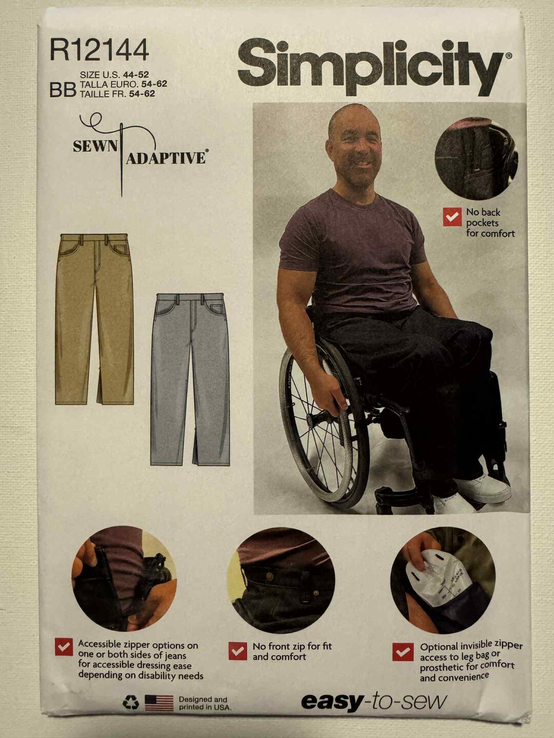 2024 Simplicity Unisex Adaptive Jeans. Pattern # R12144 Size: 44-52 - Etsy