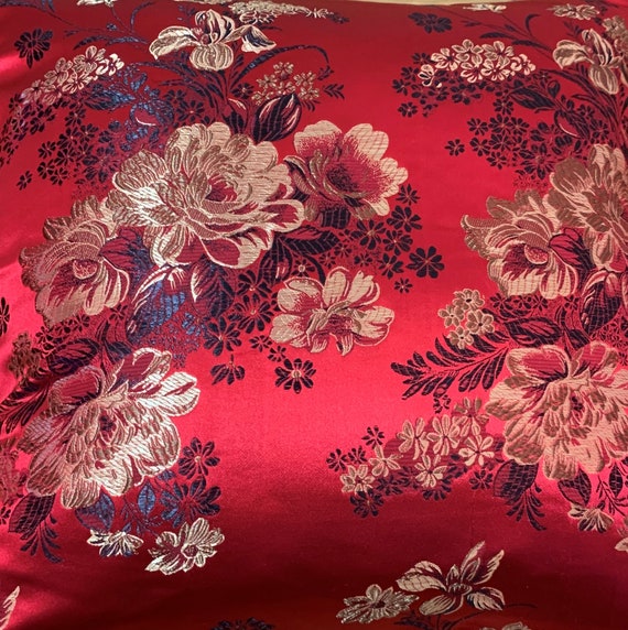 Bf017a Gold Peony Flower Red Rayon Brocade Cushion Cover/Pillow Case*Custom Size 