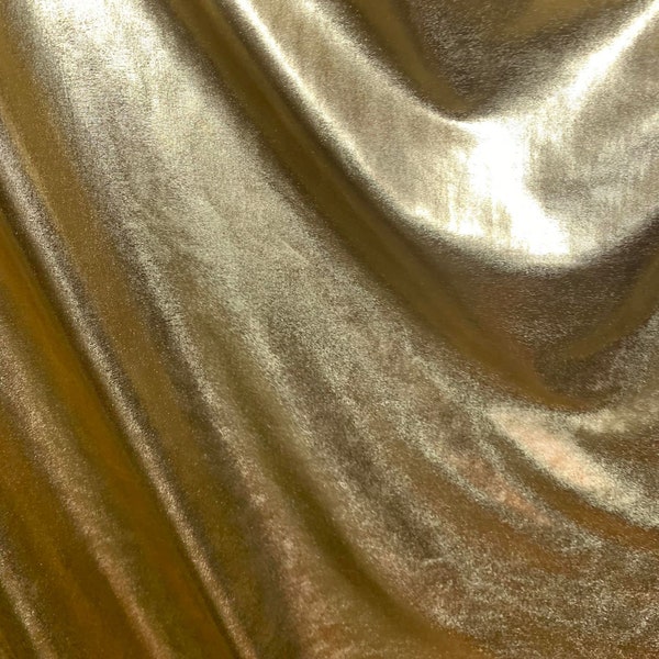 Metallic Gold Foil Lame' Stretch Knit Fabric