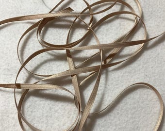Beige Double Sided MATTE Satin Ribbon - 1/4" wide - 10 Yards