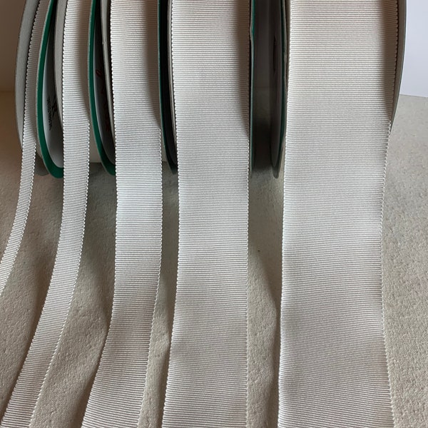 Ivory 100% Rayon Petersham Ribbon (5 Widths to choose from)