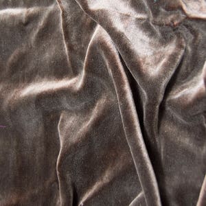 Hand Painted Silk Velvet Fabric - Silver on Chocolate Brown