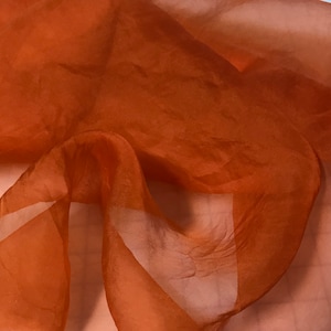 Hand Dyed PUMPKIN ORANGE - Silk Organza Fabric