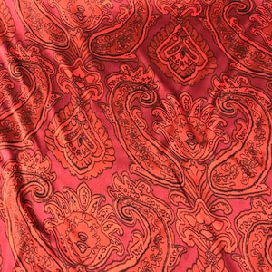 Red Paisley - Silk Charmeuse Fabric