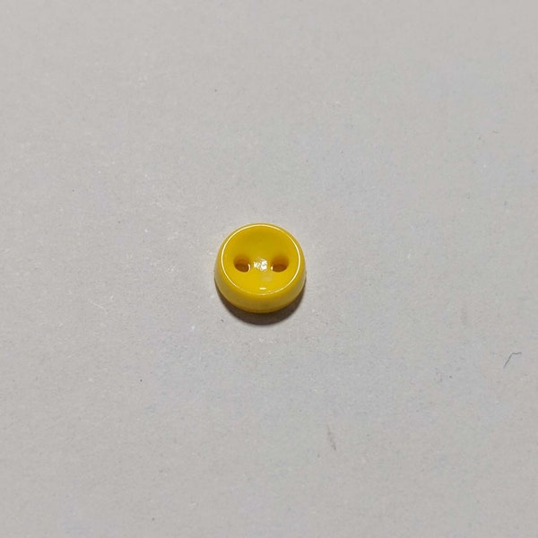 Yellow Tiny Baby or Doll 2 Hole Plastic Button -7mm / 1/4 inch - Dill Buttons -Set of 6