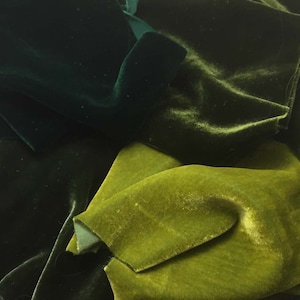 Silk VELVET GREENS Fabric Sample Set Remnants Lot 6x45&quot; each