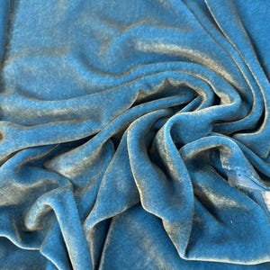 Hand Painted Silk Velvet Fabric - Antique Gold on Turquoise