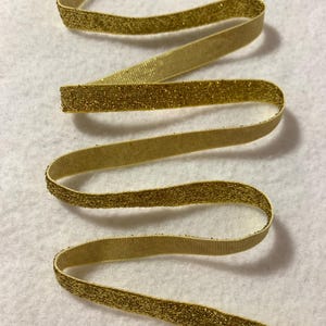 Yellow Gold VELVET Ribbon Lurex Metallic by the yard 7/16 inch