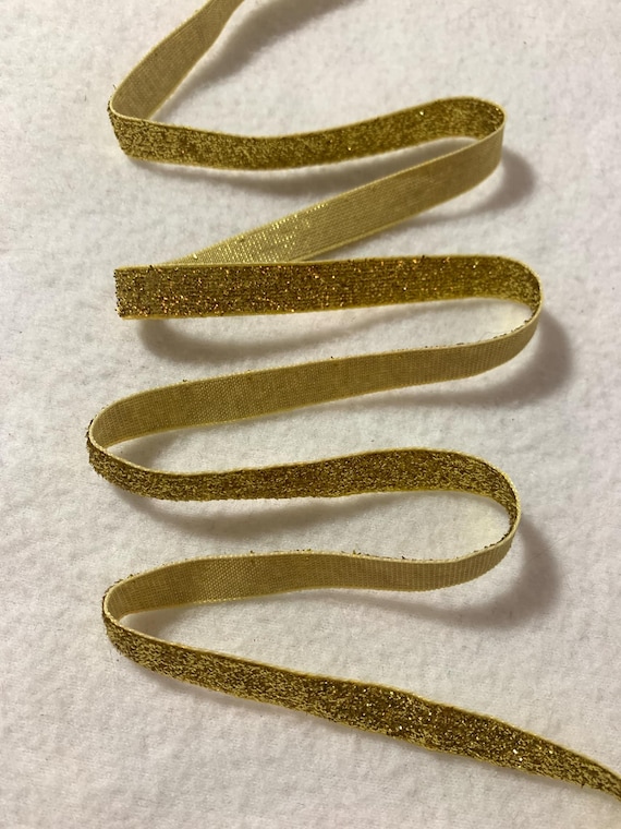 gold none - Yellow Gold VELVET Ribbon Lurex Metallic by the yard 7/16 inch
