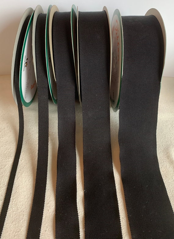 black none - Black 100% Rayon Petersham Ribbon (5 Widths to choose from)