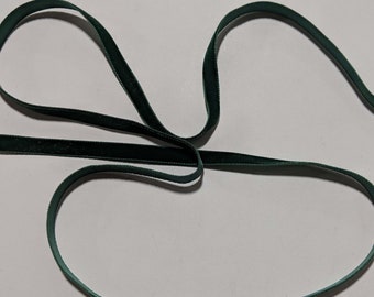 French VELVET Ribbon HUNTER GREEN by the yard 3/8 inch