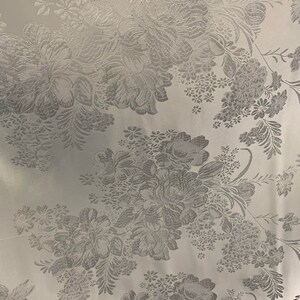 41"x54" remnant White Peony Floral - Faux Silk Brocade Jacquard Fabric