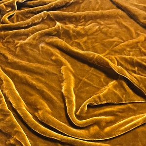 GOLDEN AMBER Hand Dyed Silk Velvet Fabric image 2