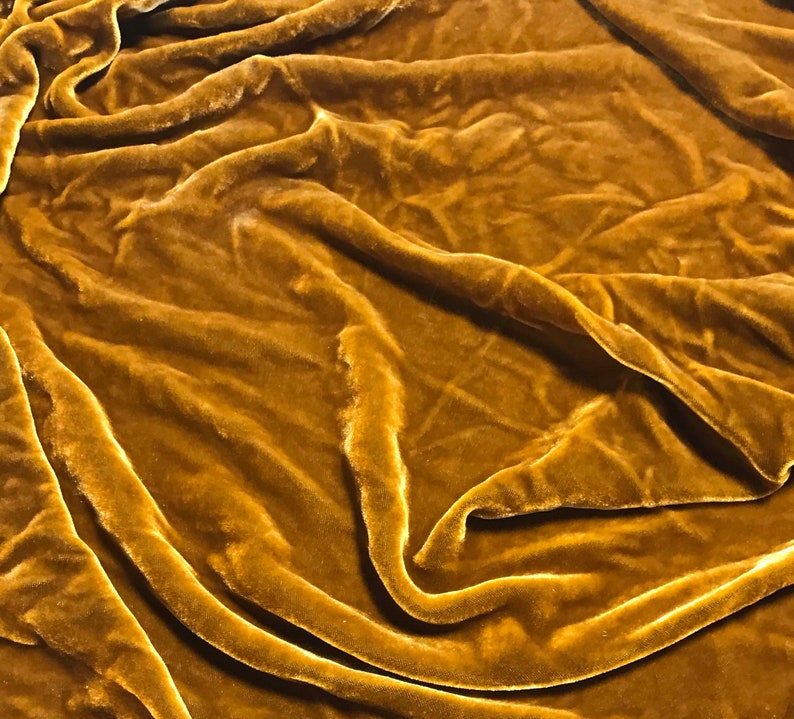 GOLDEN AMBER Hand Dyed Silk Velvet Fabric image 2