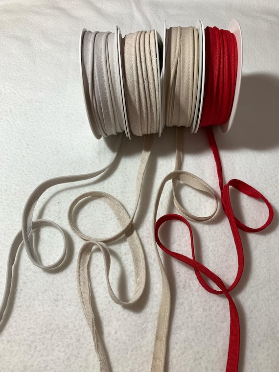 none - 100% Linen Piping Trim Made in France 7/16" wide (5 Colors to choose from)