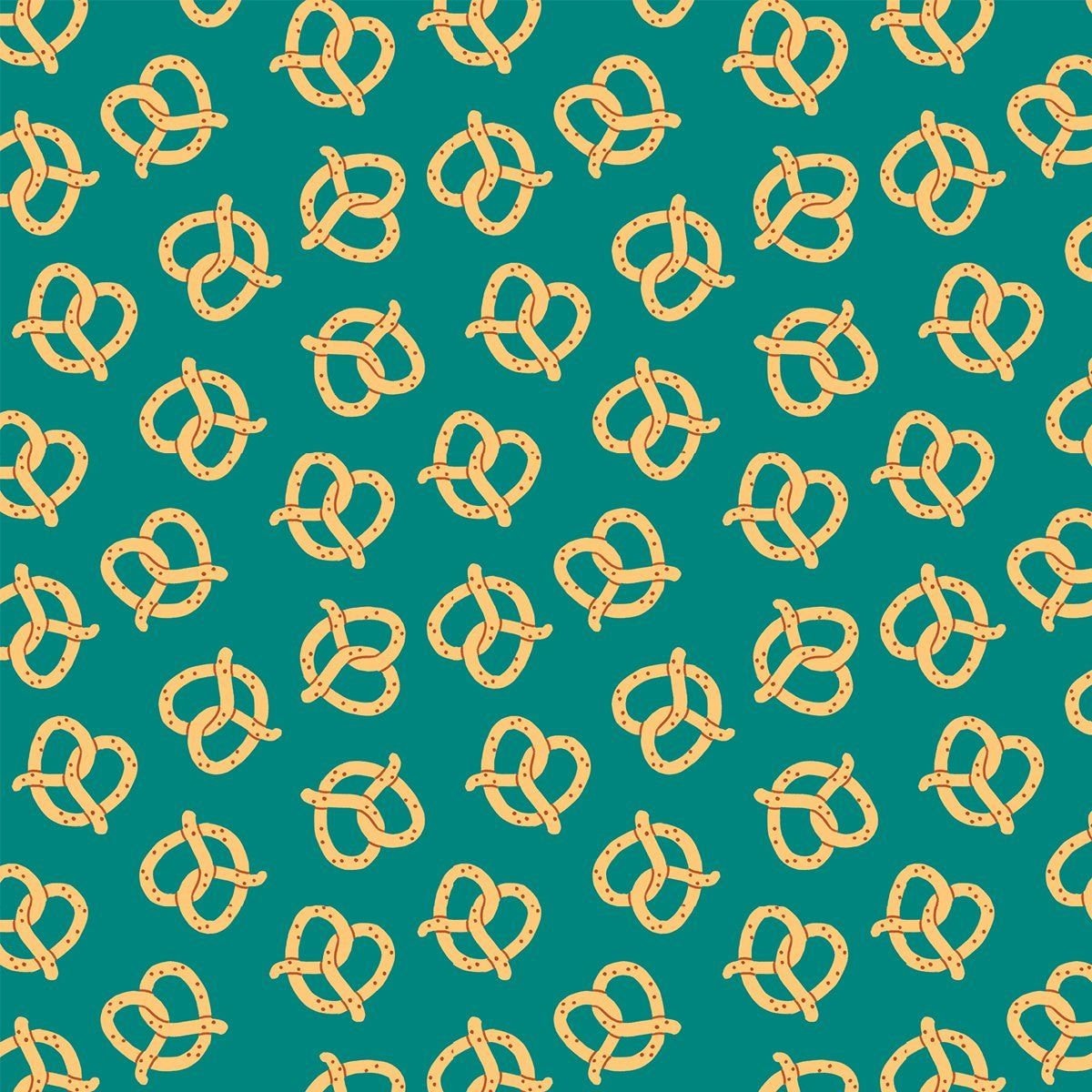 Food Truck Pretzel Deep Turquoise - Paintbrush Studio Cotton Fabric