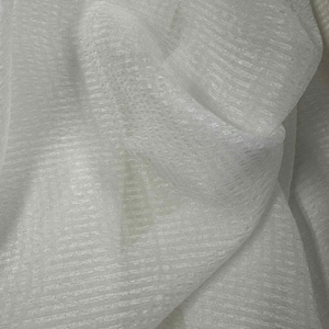 White Gingham Seersucker Gauze - Silk Chiffon Fabric