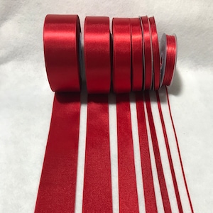 Scarlet Red Double Sided Satin Ribbon - Made in France (7 Widths to choose from)