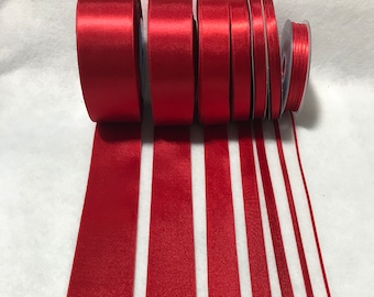 Scarlet Red Double Sided Satin Ribbon - Made in France (7 Widths to choose from)