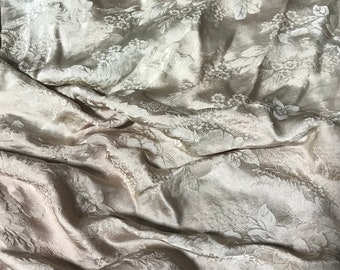 Hand Dyed Golden Brown Floral - Silk Jacquard Fabric