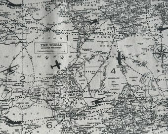 Air Traffic Felix World Map Airplanes - Premier Prints Cotton Canvas Fabric