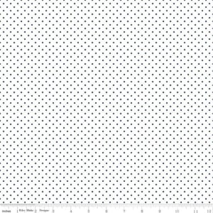 Swiss Dot on White Navy Blue - Riley Blake Cotton Fabric