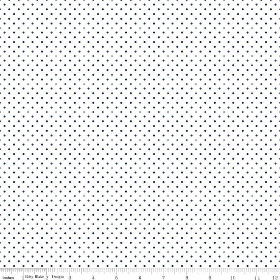 Swiss Dot on White Navy Blue Riley Blake Cotton Fabric | Etsy