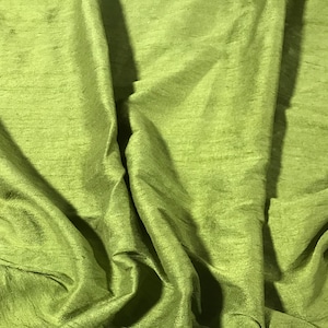 Hand Dyed Avocado Green - Silk Dupioni Fabric
