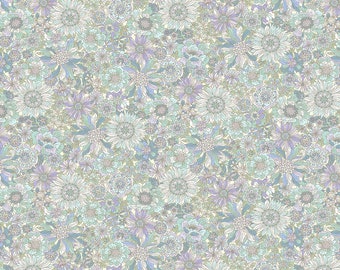 Mint & Lavendel Floral - Yoihana - Cosmo Baumwolle BreittuchStoff