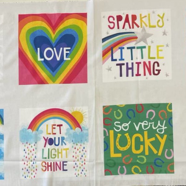 Shine Bright Rainbow Unicornio Panel 24"x45" - Tela de algodón Clothworks