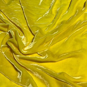 SUNSHINE YELLOW Hand Dyed Silk Velvet Fabric