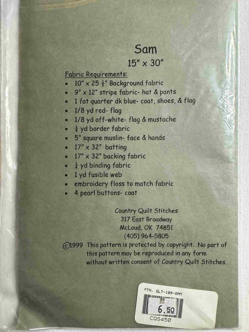 Uncle Sam Quilt Pattern Country Quilt Stitches Uncle Sam Quilt. Pattern# 450 Size: 15