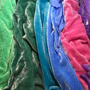 Spring Colors Sample Set - Hand Dyed Silk Velvet Fabric - 9&quot;x45&quot; Each
