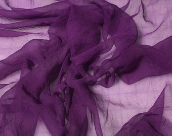 Hand Dyed PURPLE - Silk Gauze Chiffon Fabric