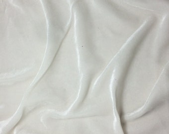 WHITE Silk Velvet Fabric