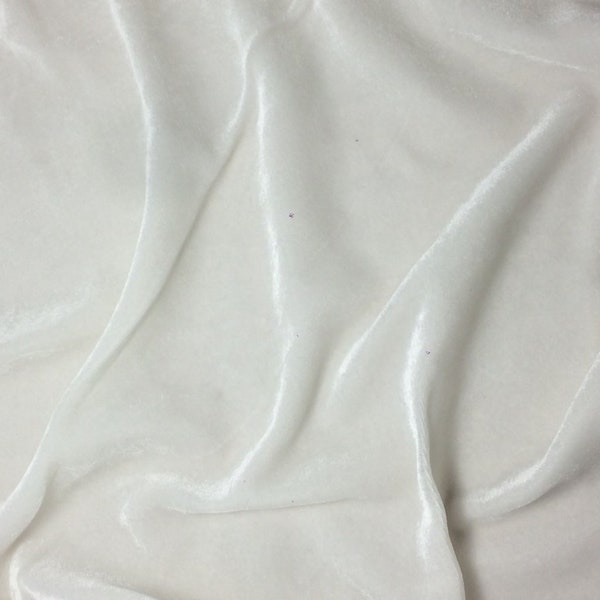 WHITE Silk Velvet Fabric