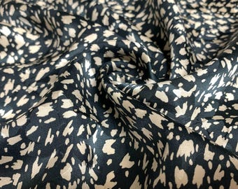 14"x15" Black & White Jaguar Spots - 100% Silk Jacquard Fabric - Remnant Sale