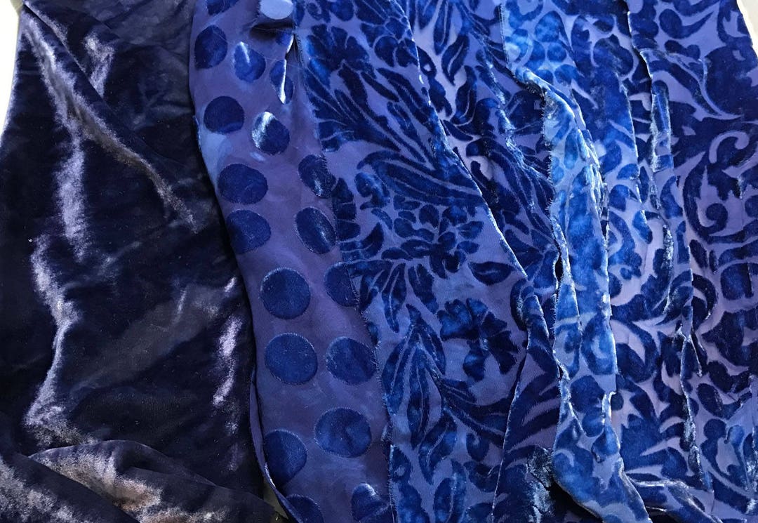 SAPPHIRE BLUE Sample Set Hand Dyed Silk Velvet Fabric 1/4 - Etsy