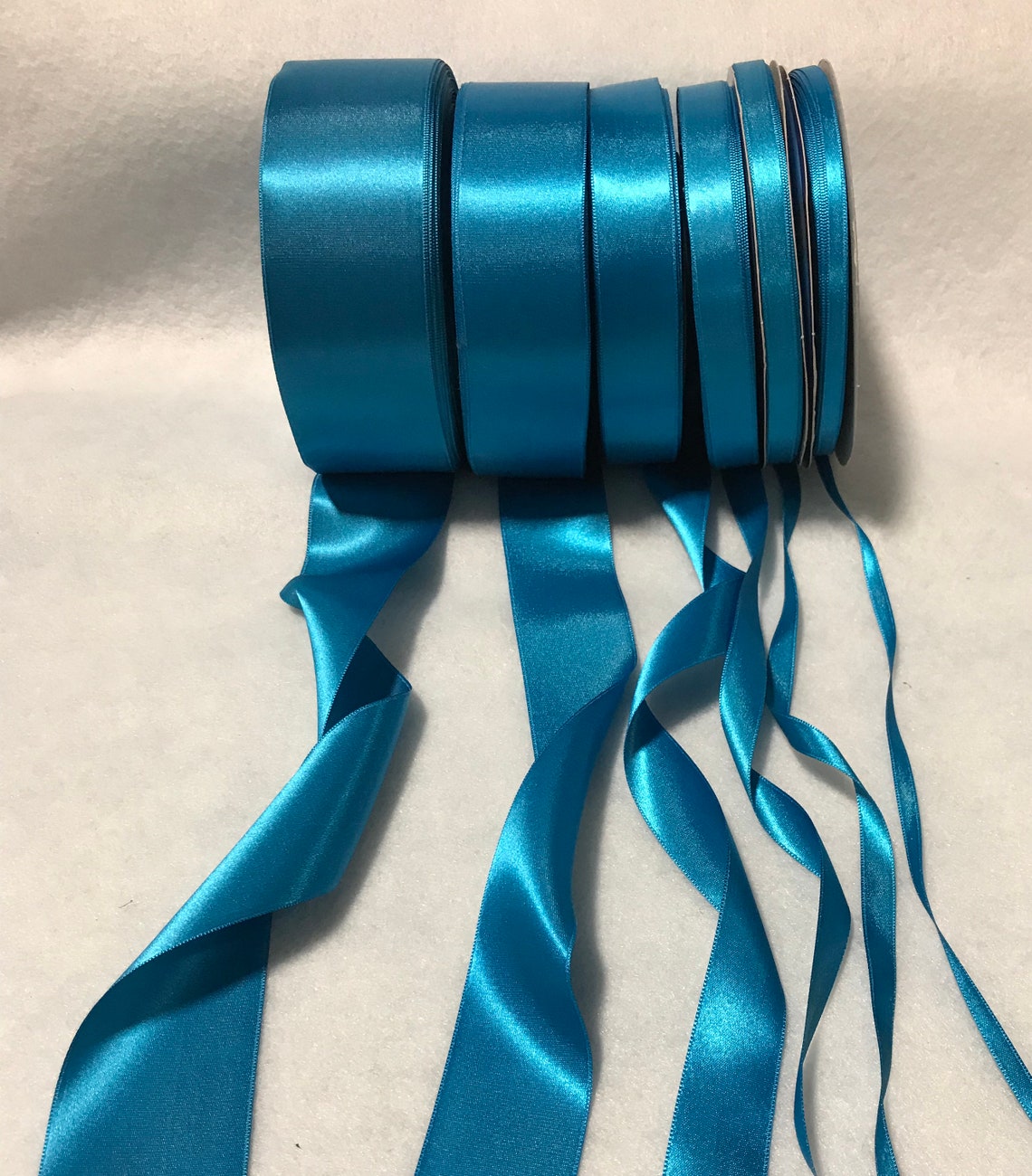 Turquoise Double Sided Satin Ribbon - Made in France (6 Widths to ...