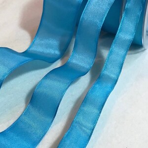 Turquoise Blue Wired Taffeta Ribbon - Made in France (2 Widths to choose from)