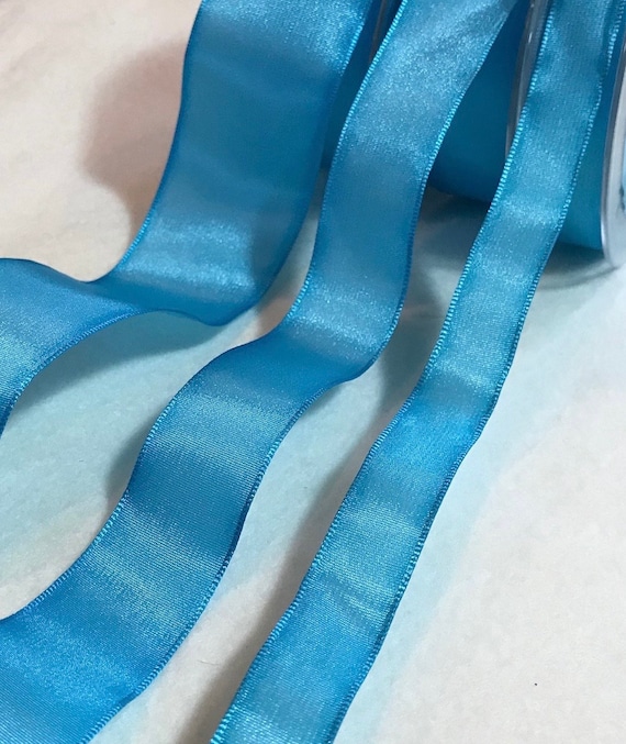 turquoise none - Turquoise Blue Wired Taffeta Ribbon - Made in France (2 Widths to choose from)
