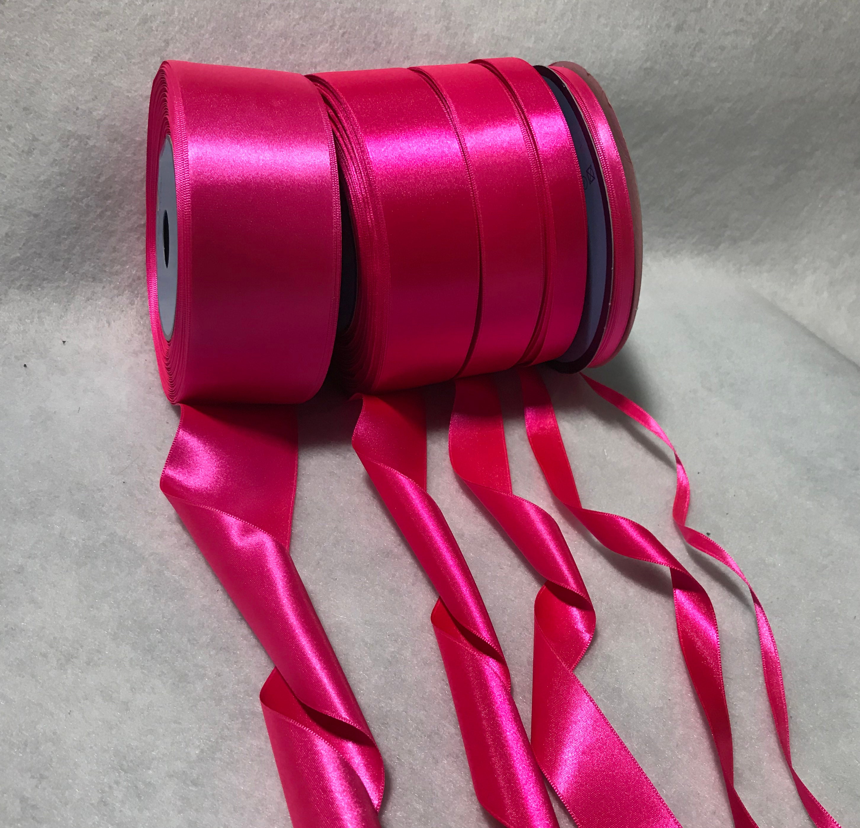 Neon Pink Double Sided Satin Ribbon - Made in France (6 Widths to