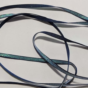 French VELVET Ribbon Lurex Metallic IRIDESCENT Dark BLUE 2 yards x 5mm 1/4 inch