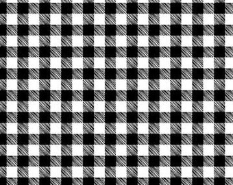 Svart stor gingham - Julmagi av Patrick Lose för Northcott bomullstyg