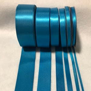 Turquoise Double Sided Satin Ribbon - Made in France (6 Widths to choose from)