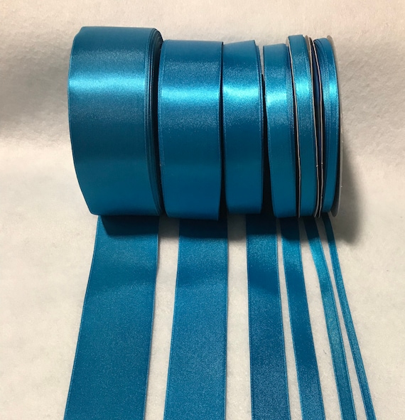 turquoise none - Turquoise Double Sided Satin Ribbon - Made in France (6 Widths to choose from)
