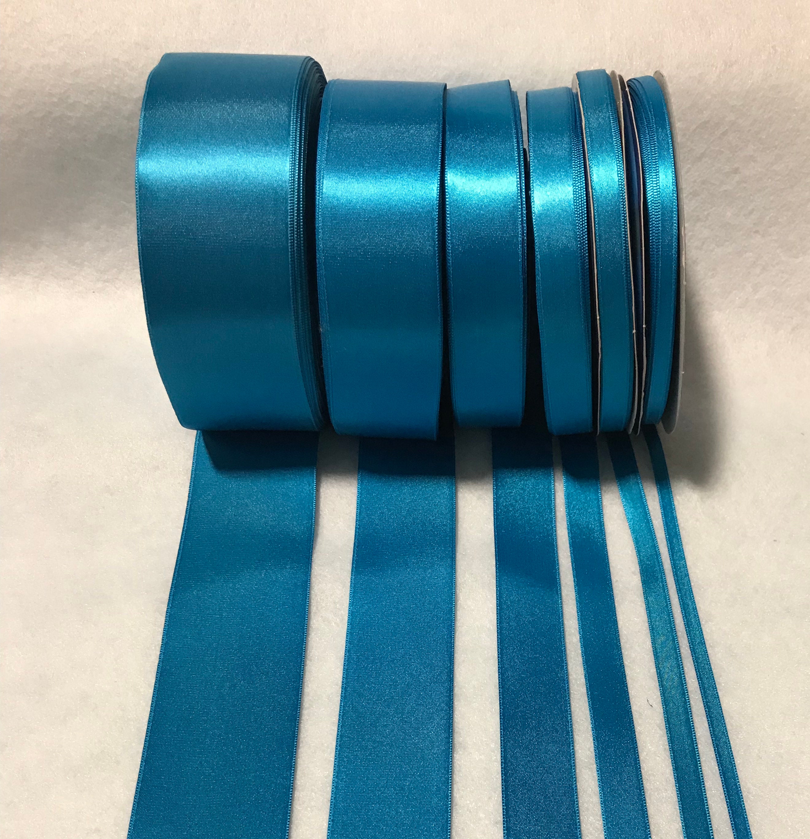 Blue Double Face French Satin Ribbon - 1 - Double Face Satin - Ribbons -  Trims