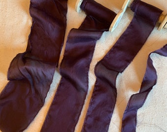 Plum Purple 100% Silk Habotai Ribbon ( 4 Widths to choose from)